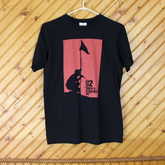 Philcos U2 Under A Blood Red Sky Band Tee Black Red Unisex T-Shirt Medium CA56 - Picture 2 of 7